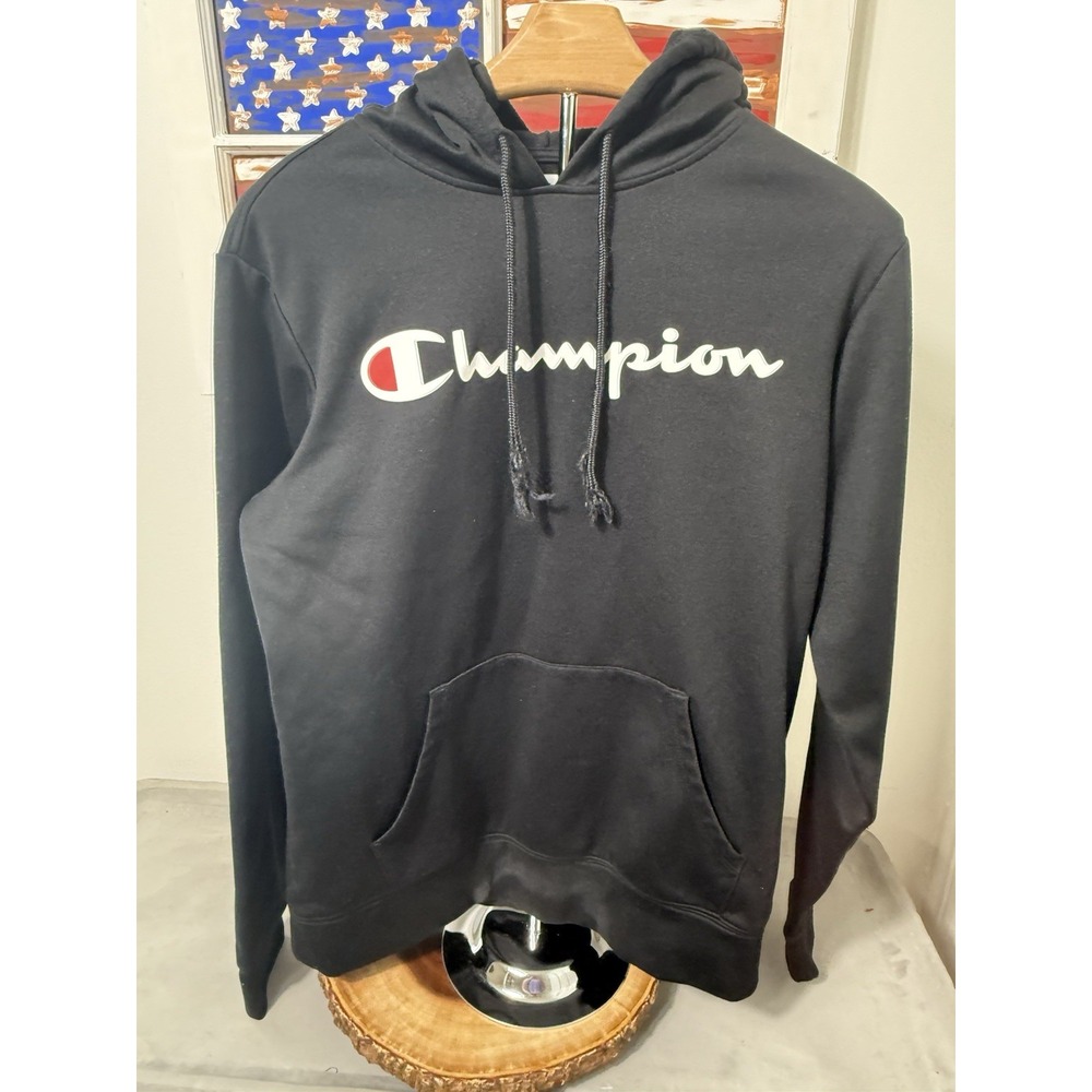 Champion‎ Youth Hoodie Black Embroidered Sweatshirt Size Small